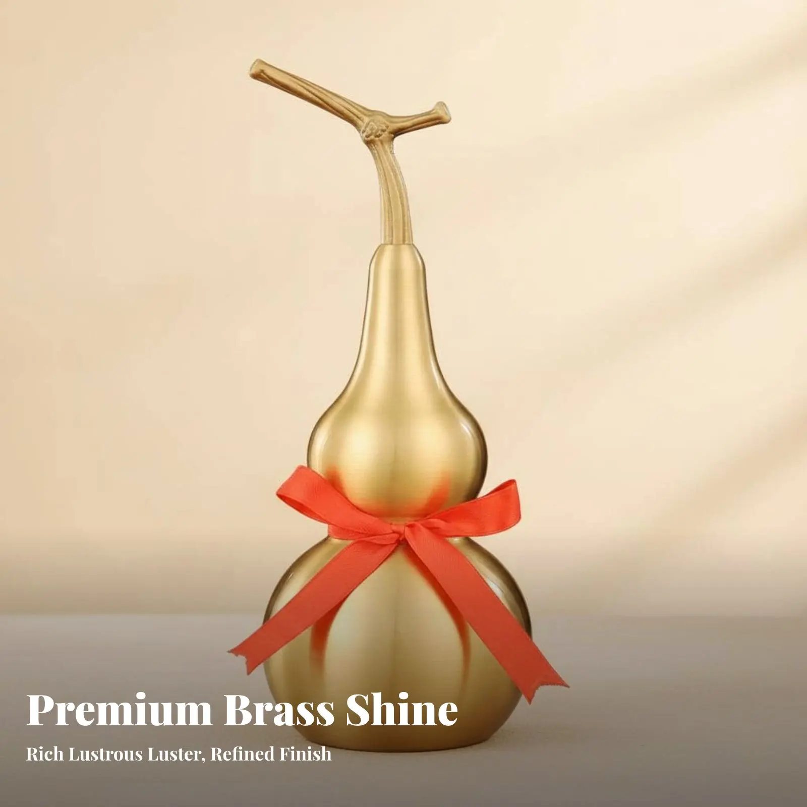 

Brass Gourd Figurine Wealth & Prosperity Symbol Brass Wu Lou Gourd Hollow Calabash Statue Crafted by Hand Golden Hulu Figurine