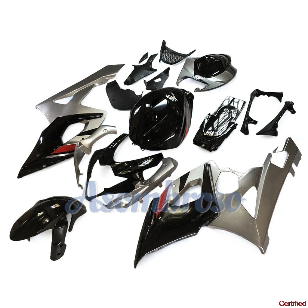 Great Quality Plastic Sportbike Universal Fairing For GSXR1000 2005 2006 K5 GSXR 1000 05 06 Silvery Black+Tank Cover CN