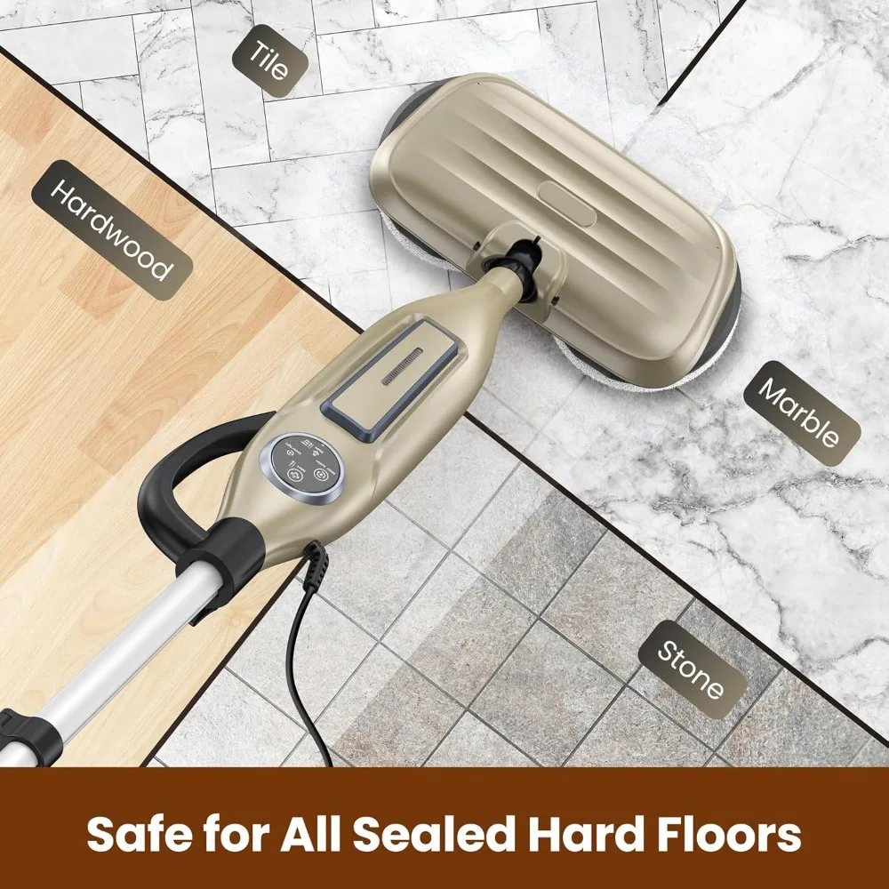 ممسحة بخارية مع وسادات دوارة، منظف بخار متعدد الأغراض 10 في 1، ممسحة دوارة خفيفة الوزن، 3 أوضاع بخار لخشب الصلب