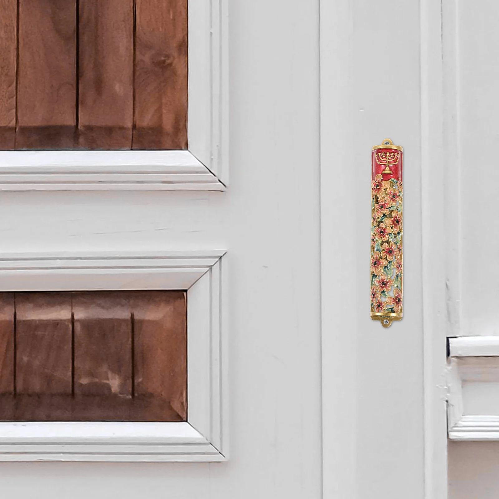 

Mezuzah Door Decoration Metal Mezuzah Cover with Blessing Scroll for Home Wall Entrance Elegant Religious Accent Art Craft