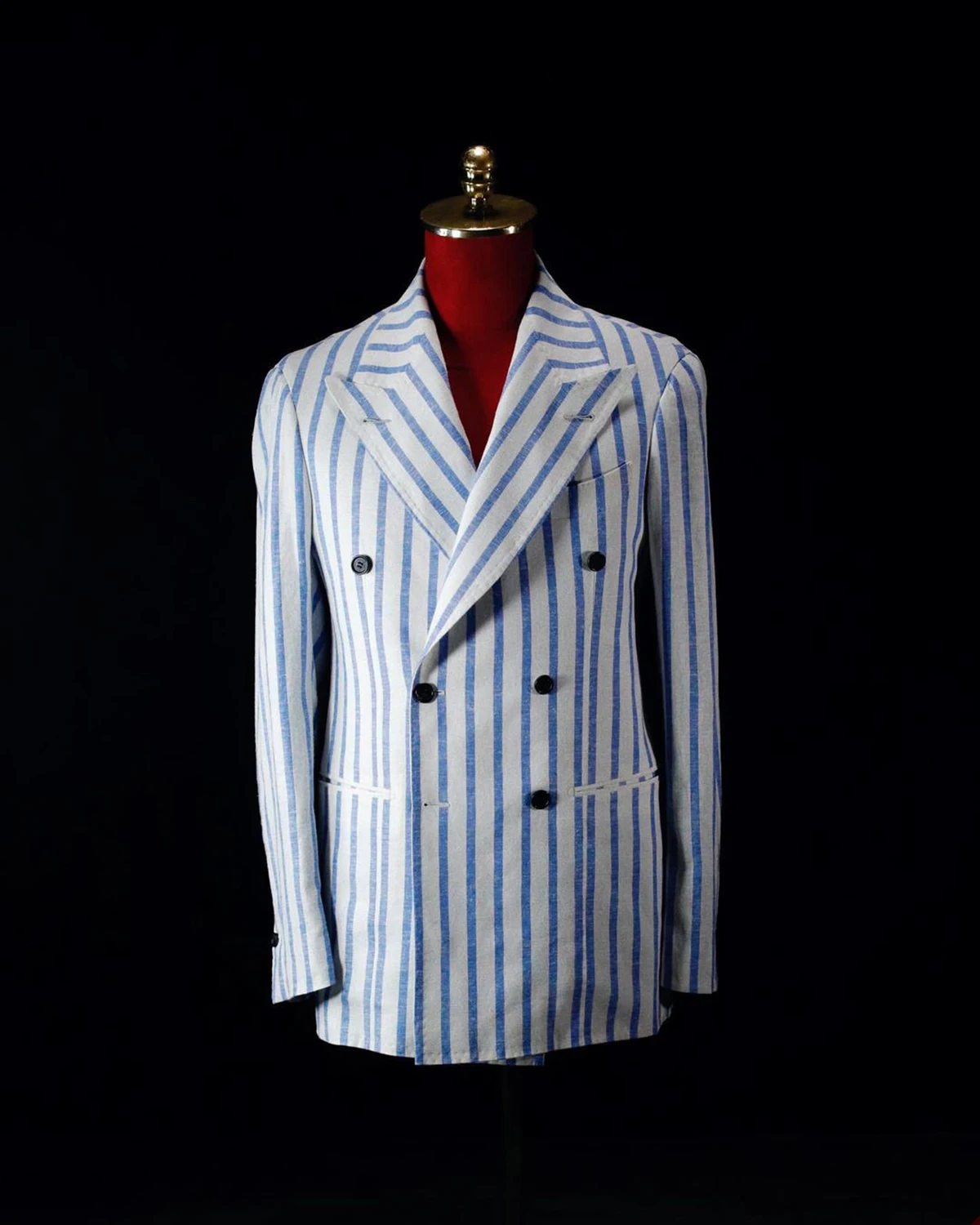 Beach Linen Men Wedding Tuxedos Double Breasted Striped Mens Party Birthday Formal Wear Only One Jacket