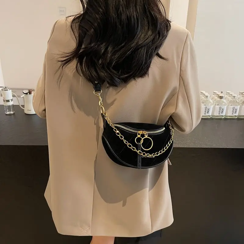 

Сумка-седло с цепочкой в стиле ретро, женская леопардовая сумка через плечо большой вместимости, женская элитная повседневная универсальная сумка подмышками