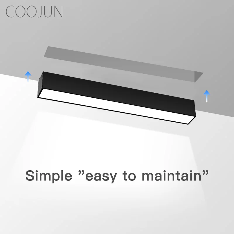 COOJUN LED Framless Recessed Ceiling Lamp Floodlight Easy Maintain 10W/15W Anti-glare Linear Bar Grid Light Indoor Lighting