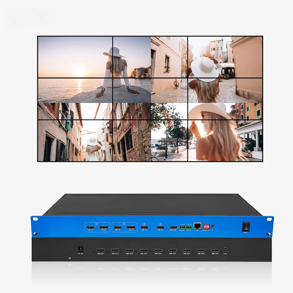 Interfaces 3-Year Warranty Ultra HD 4K60 4-In 9-Out Video Mixer with Seamless Switching HDMI2.0/1.3