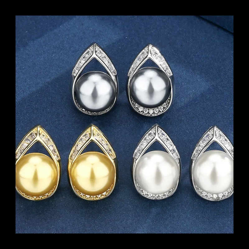 

Новинка 2023 года, ювелирные изделия Zhuang Shengsheng, медное дно, позолоченные серьги-гвоздики с имитацией жемчуга, темперамент, модные серьги-гвоздики 10 мм