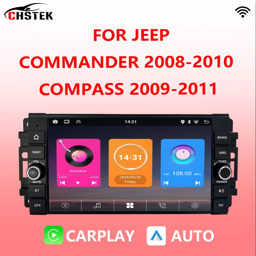 

CHSTEK Car Radio Wireless Multimedia For Jeep Commander 2008-2010 Compass 2009-2011 Auto Navigation Carplay Bluetooth Android