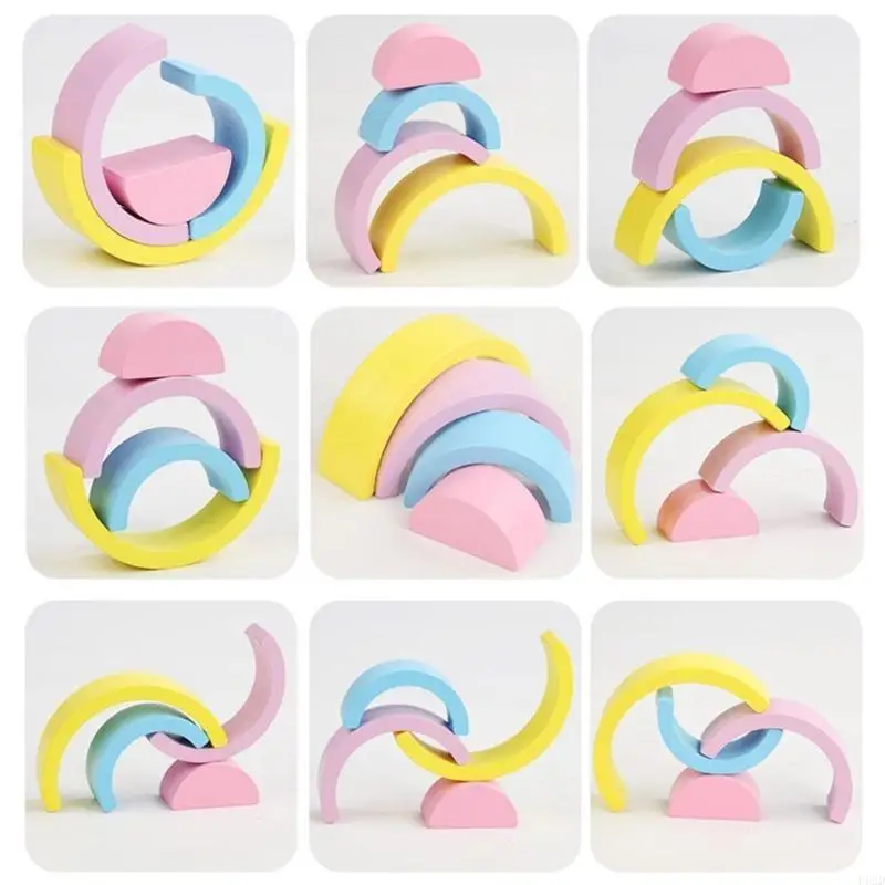 F62D Rainbow Building Block Apilador preescolar preescolar fino Juguete