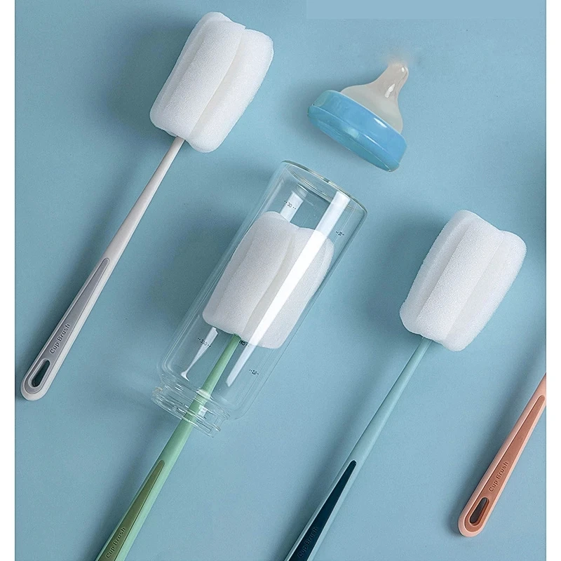 Xiaomi Mijia แปรงฟองน้ำถ้วยยาวเปลี่ยนได้เครื่องมือทำความสะอาดห้องครัวฟองน้ำนุ่มคราบชานมขวดแปรง...