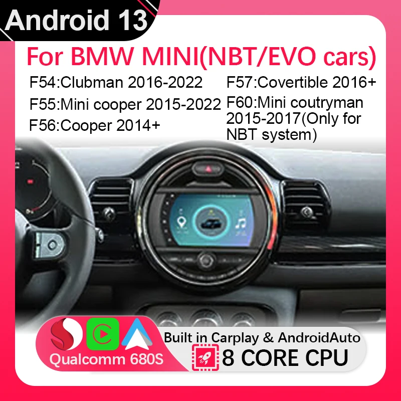 

OME Stye Android 13 Car play For BMW Mini Cooper F54 F55 F56 F57 F60 Radio Screen Multimedia Player Car Stereo GPS Navigation