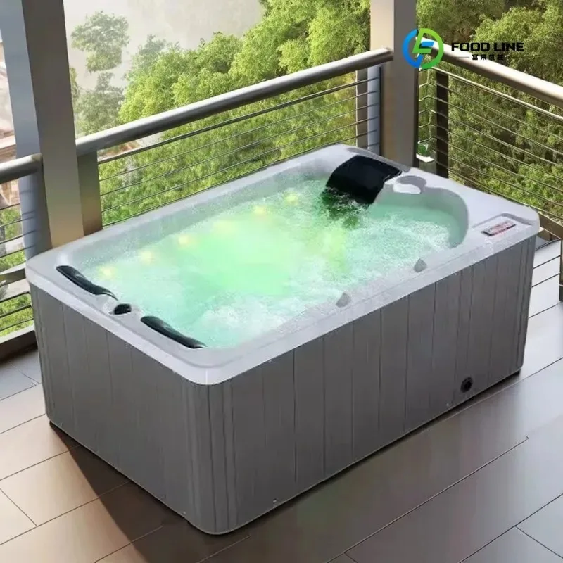 2026 New FL Customized Modern 3 Person Freestanding Outdoor Spa Pool Japanese Style Acrylic Whirlpool Bathtubs for Hotels Use