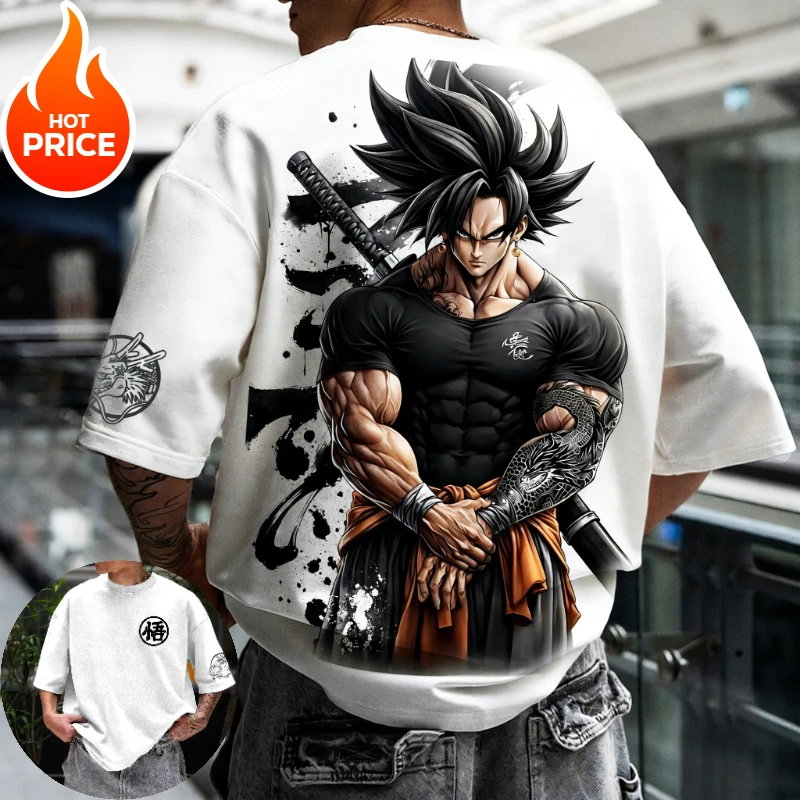 T-shirt en coton pour homme et femme, style Harajuku, Dragon Ball Super Saiyan, Son Goku Gym, été, décontracté, streetwear, manches courtes