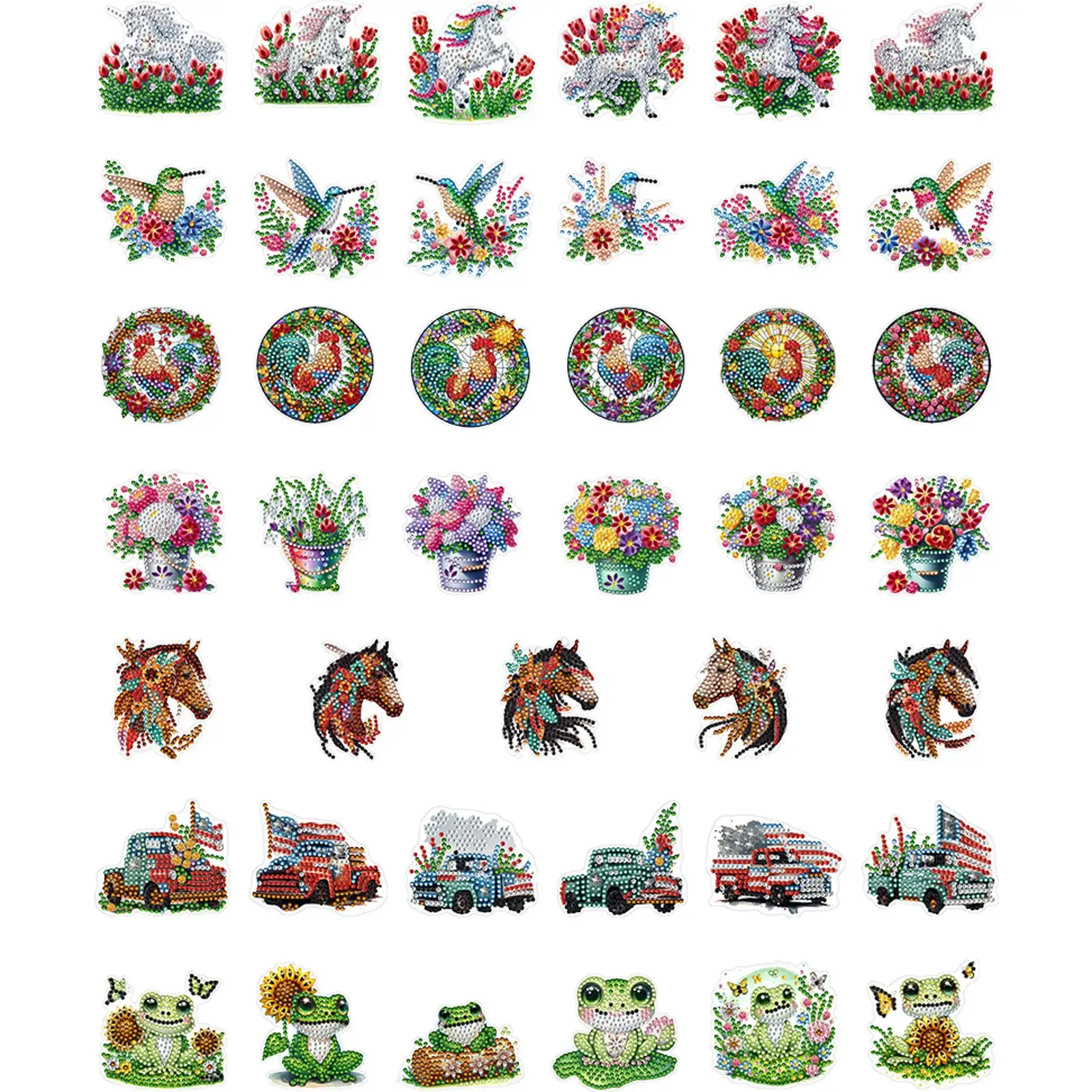 

6Pcs Animal DIY Acrylic Diamond Painting Fridge Magnets DIY Diamond Painting Magnets Kit Crystal Sparkling Diamond Magnets Set