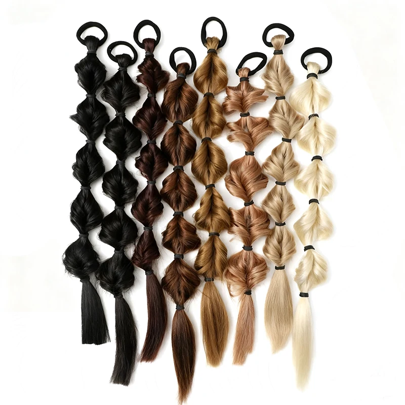 2 قطعة 20 بوصة شعر مستعار ذيل حصان أنثى فقاعة جديلة صبغ طبيعي تويست جديلة التعادل المجدل 1 مزدوجة ذيل حصان فانوس جديلة #5