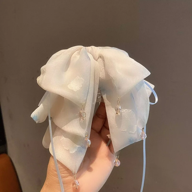 

Милый синий окрашенный узел, заколка для волос с кристаллами, женская мода, высококачественный аксессуар для волос Sli для женщин