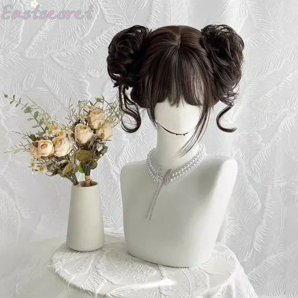 EAST Dragon Beard Grasp Clip Double Maruko Head Short Hairpiece Female Lolita Daily Synthetic Wig