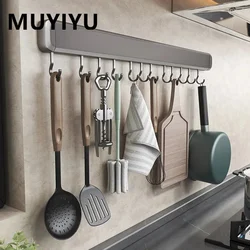 MUYIYU Kitchen Hook Rack No-Punching Wall Mounted Storage Rack Spoon Holder Spatula Organizer Shelf Kitchen Utensil Accessories