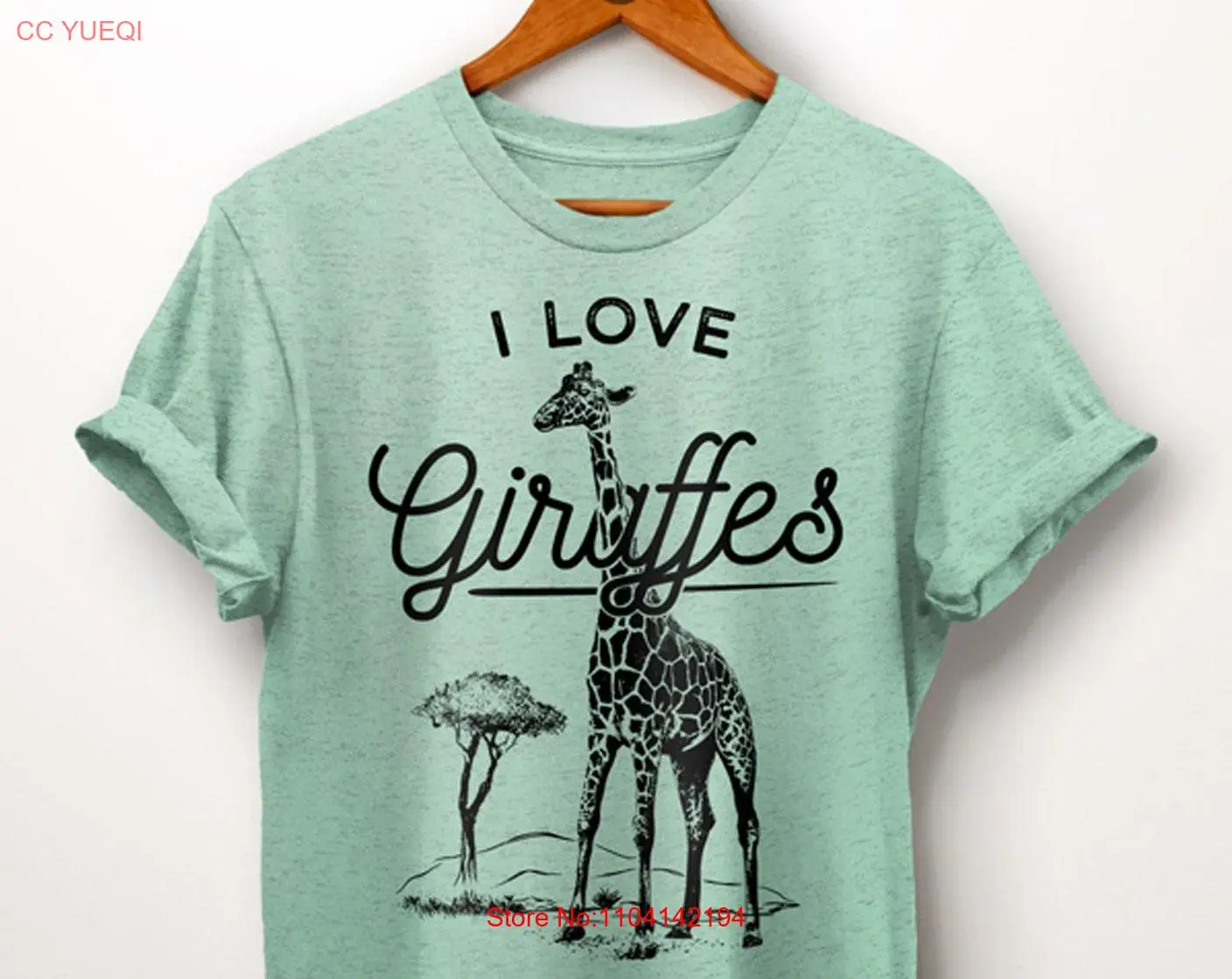 Kocham żyrafy T Shirt Żyrafa Afryka Dla siostry Córki Niece Zwierzę długi lub krótki rękaw