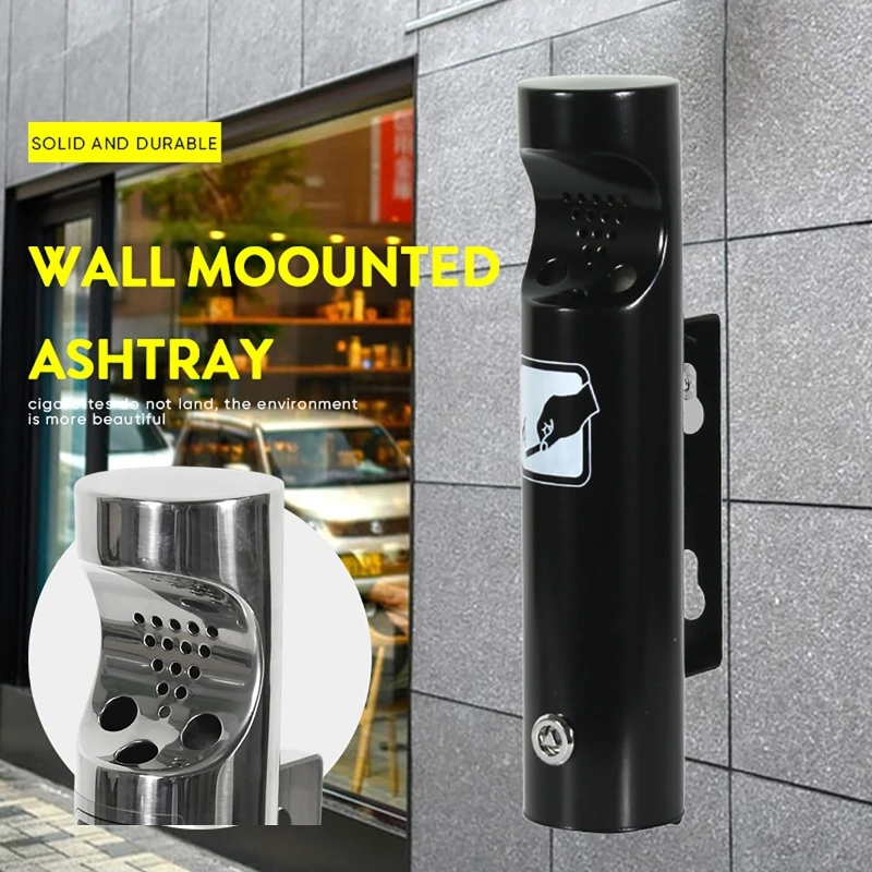 

Lockable Stainless Steel Wall Mounted Ashtray Outdoor Cylinder Cigarette Ash Bin Outside Patio Public Cigarette Ash Tray Ashtray