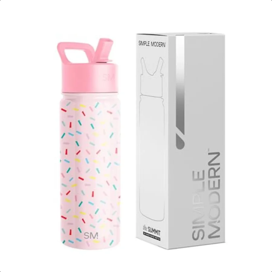 

Summit Water Bottle with Straw Lid 18oz Stainl Steel Cup Insulated Tumbler for Toddlers School Confetti