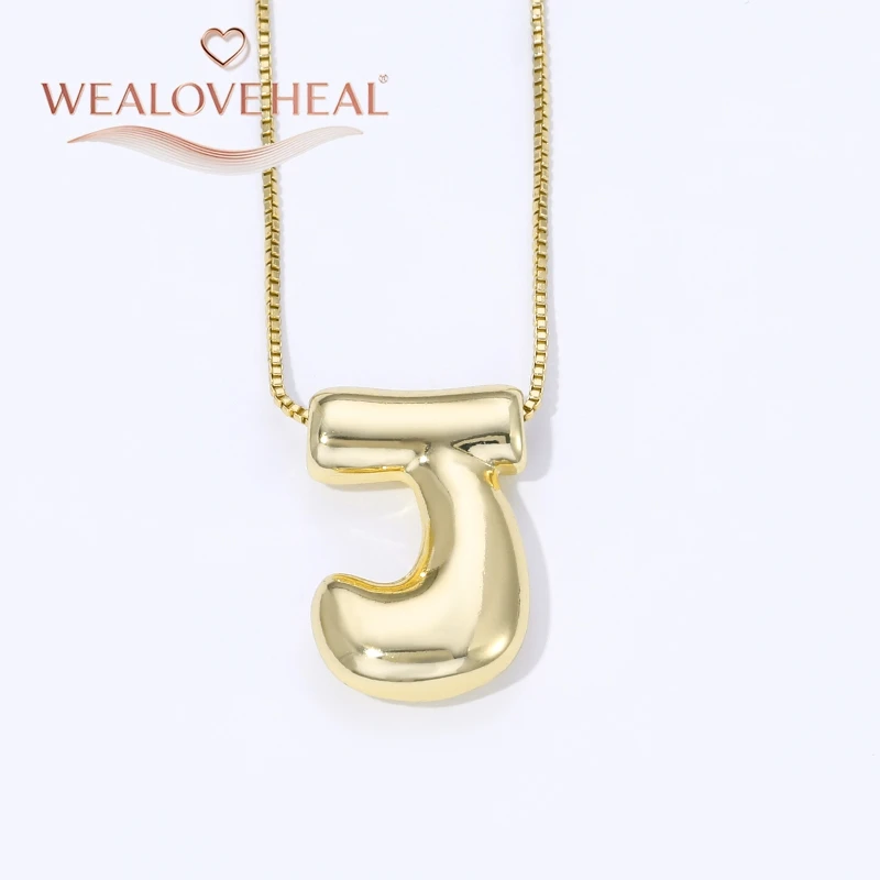 lange kette，halsketten herren，muttertagsgeschenk，schmuck frauen，halskette，18K Vergoldete Messing A-Z Ballon-Buchstaben-Halskette, Puff-Buchstaben-Anhänger, Klobiger Glänzender Personalisierter Namens-Alphabet-Schmuck – Detail 28