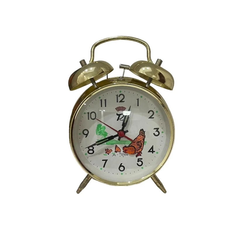 

Winding hand mechanical alarm clock, movement dynamic, ticking decorative alarm clock