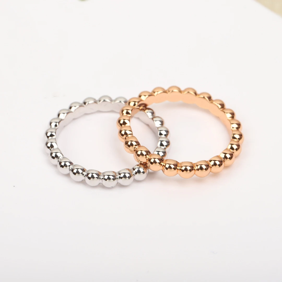 Europe Top Quality Designer Jewelry Rose Gold Silver Bead Ring Women Charming Couple Luxury Accessories Trend