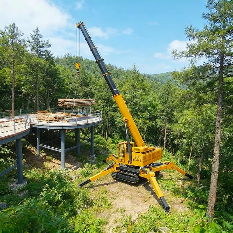 Compact Spider Crane 0.9 Ton Hydraulic Telescopic Boom 600mm Width For Doorway Access Residential Construction Customized sale