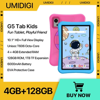 Umidigi G5 Tab Kids Tablet Android 13 10.1 Inch Quad Core Kinderen Tablets Voor Leren 4 + 4Gb 128Gb 6000Mah Eva Beschermhoes
