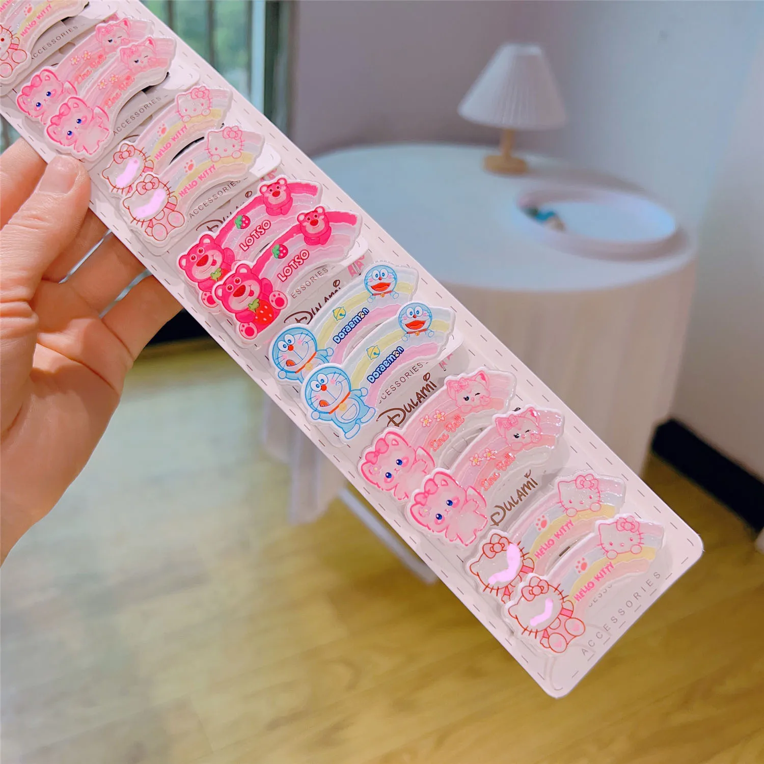 10 Pairs Sanrio Melody Kuromi Children Band Hairpin Cute Cartoon Cinnamonroll Children's Hair Accessories Girl Cloth Clip Gift