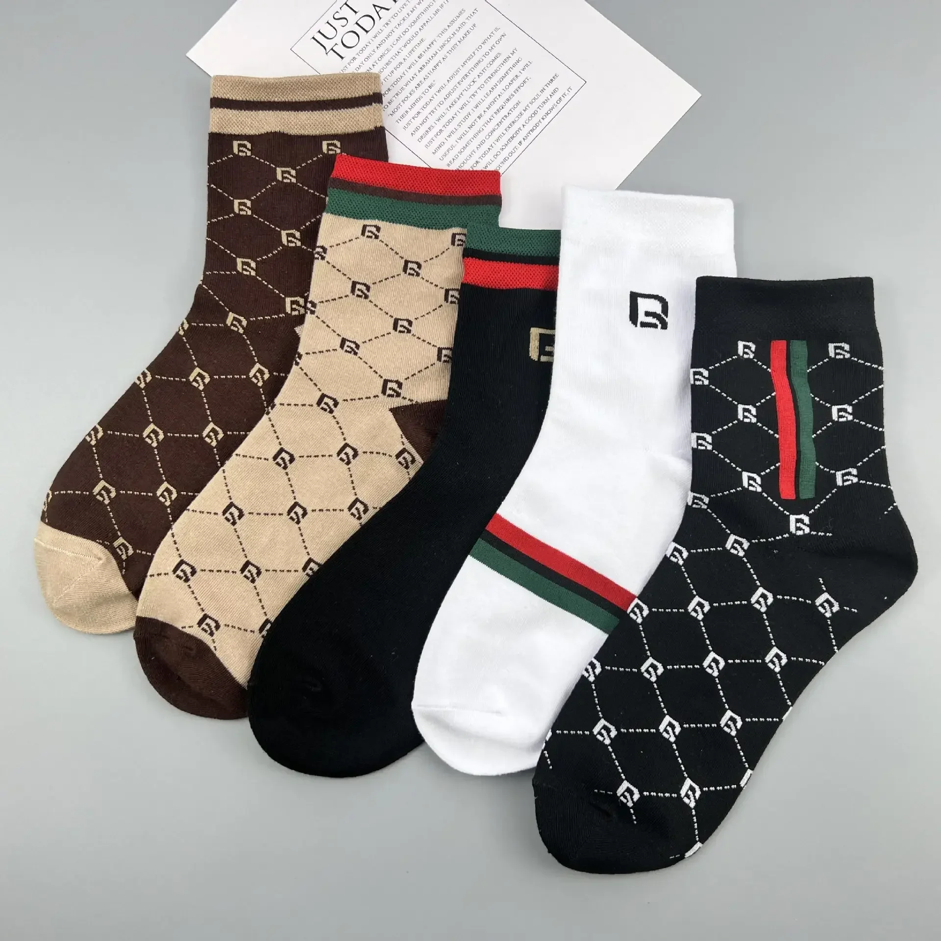 5PCS Socks Cotton Thickened Sweat-Absorbing Sports Leisure Medium Tube Men Socks Stockings Deodorant Cotton Socks Wholesale 양말