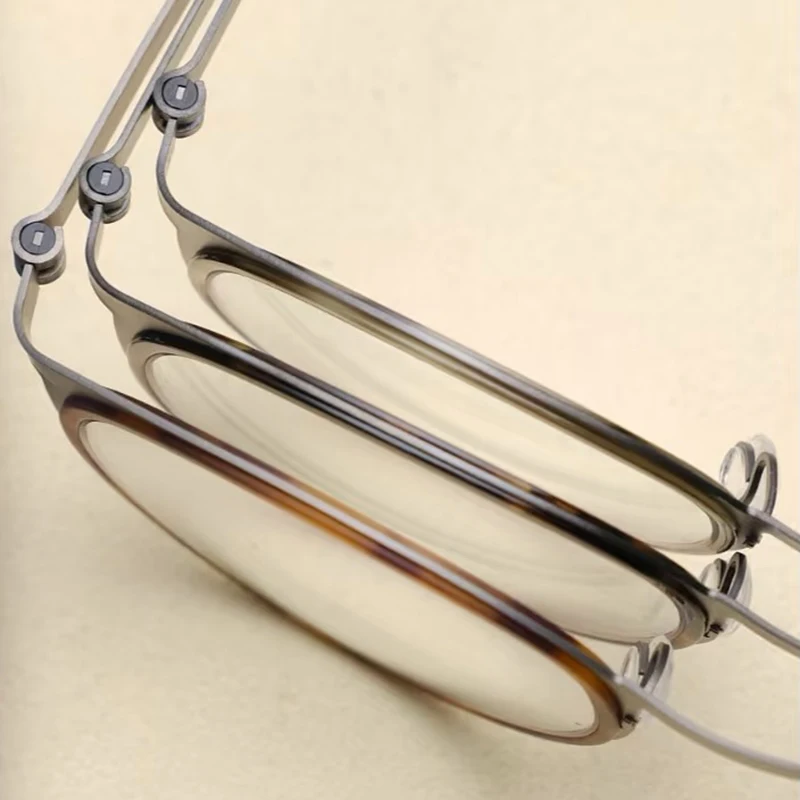 Retro Round Screwless Eyeglasses Titanium Acetate Ultralight Glasses Frame Men Women Fashion Classic Denmark Design 9704