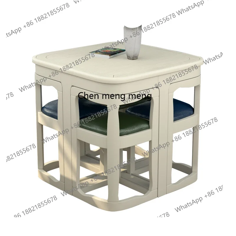 E153 American solid wood dining table and chair combination  dining table white dining chair can accommodate one table and six c