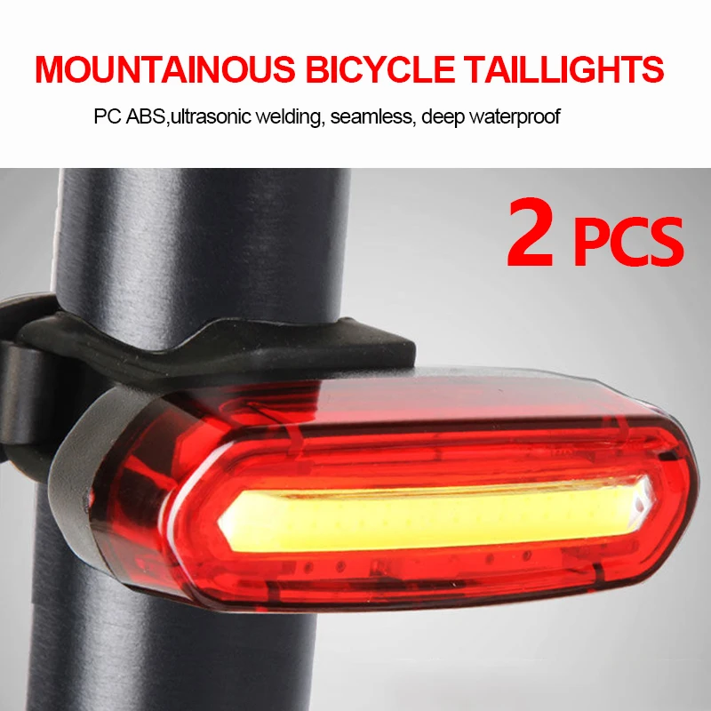 Bicycle Taillight MTB Light Bike Rear Light USB Rechargeable LED Cycling Bike Warning Light Mountain Bicycle Lamp Accessories