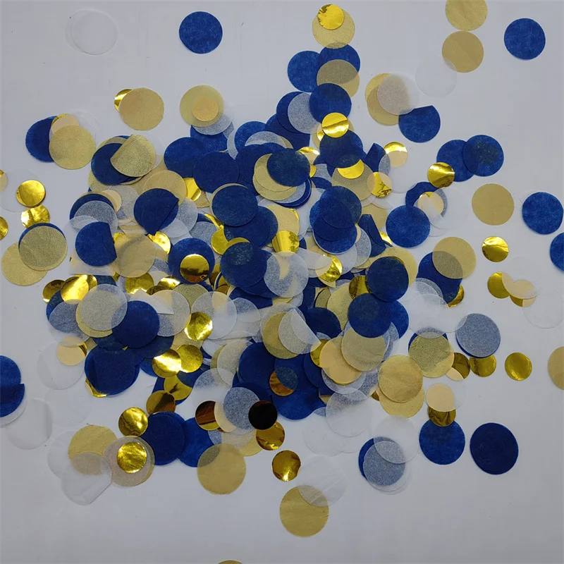 

20g/Bag Mixed 1.5CM+2.5CM Royal Blue Gold Round Paper Confetti Circles Table Decorations For Birthday And Wedding Parties