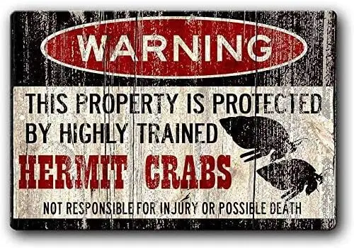 Hermit Crab,Funnys,Crabitat Accessories,Crab Warning,Pet Gift,Exotic pet, Small Pet,Hermit Crabs Wall Decor Tin - es Metal Ti