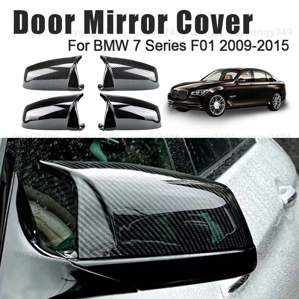 

Car Upgrade Door Mirror Cover For BMW 7 Series F01 2009-2015 Charred Black Carbon Fiber Car Rearview Accessories Decoration