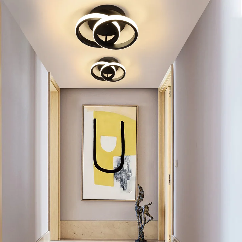 Plafonnier LED minimaliste moderne, plafonniers d'allée, 2 anneaux, luminaires d'intérieur, couloir, balcon, salon, décoration d'intérieur