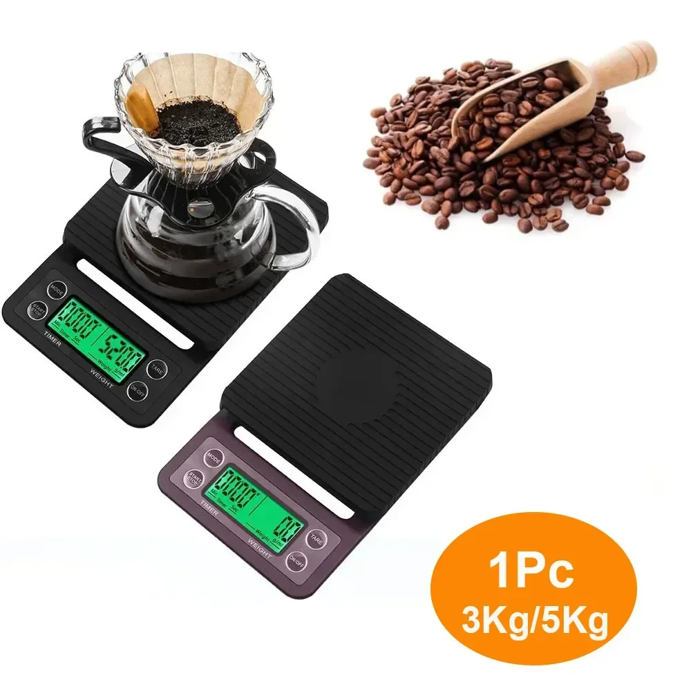 

1Pc 3kg/5kg Wine Red Precision Coffee Scale 0.1g Electronic Scales With Backlight Digital Kitchen Scale High Precision LCD Scale