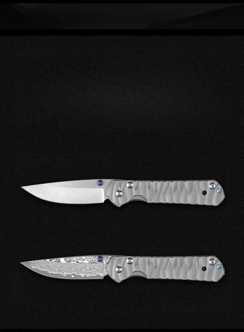 

New Style Outdoor Pocket Folding Knife Damascus Steel Blade Titanium Alloy Handle Portable Knives Peeling Tool Camping Knives