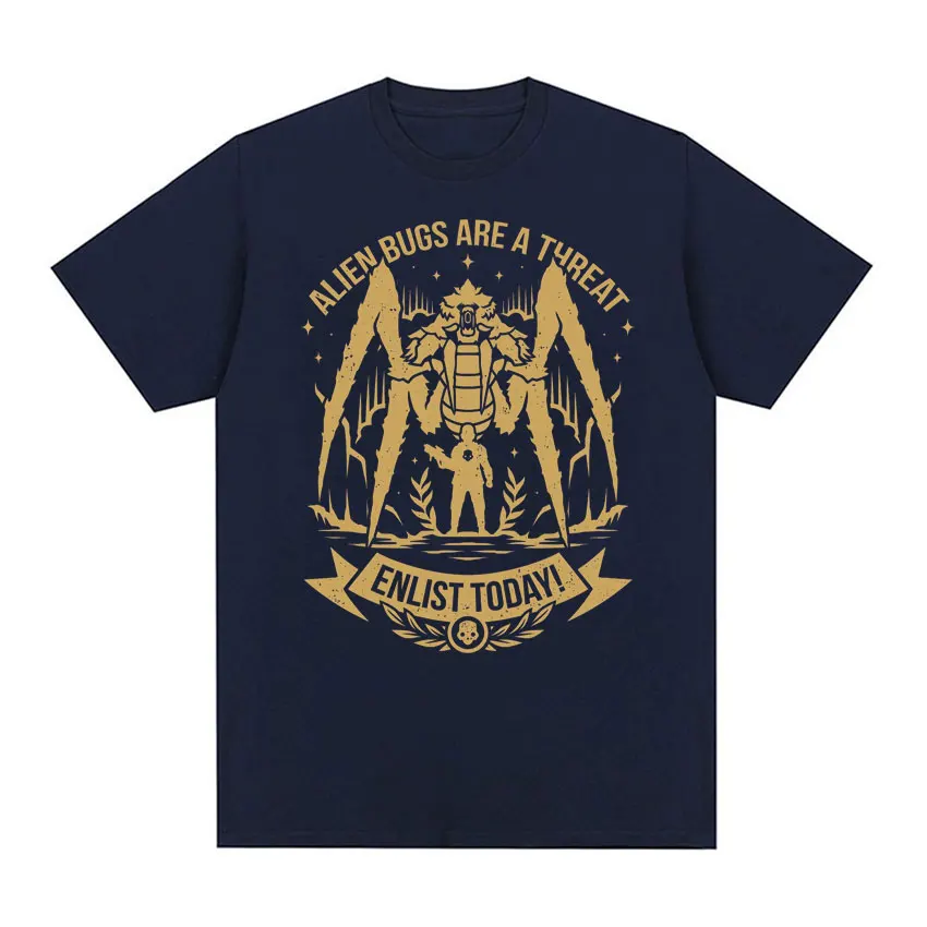 Helldivers 2 Enlist Today! T-shirt Bile Titan Terminid Graphic T-shirts Men's Women Clothing Y2k Fashion Oversized Retro T Shirt