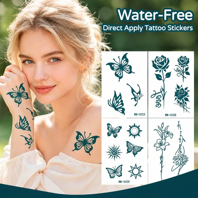 Water-free Tattoo Stickers Realistic Fake Temporary Tattoo Decal No Wash Body Art Transfer Sticker Skin Decor Party Cosplay