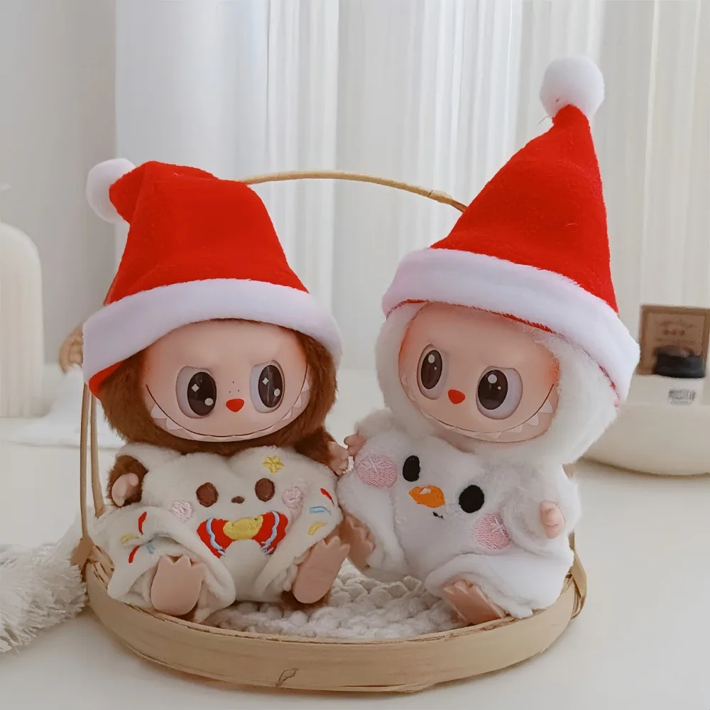 For 15/17CM Labubu Doll Clothes Christmas Costumes Dress Up Dolls Accessories Sitting Party Game Christmas Birthday Gift Toys