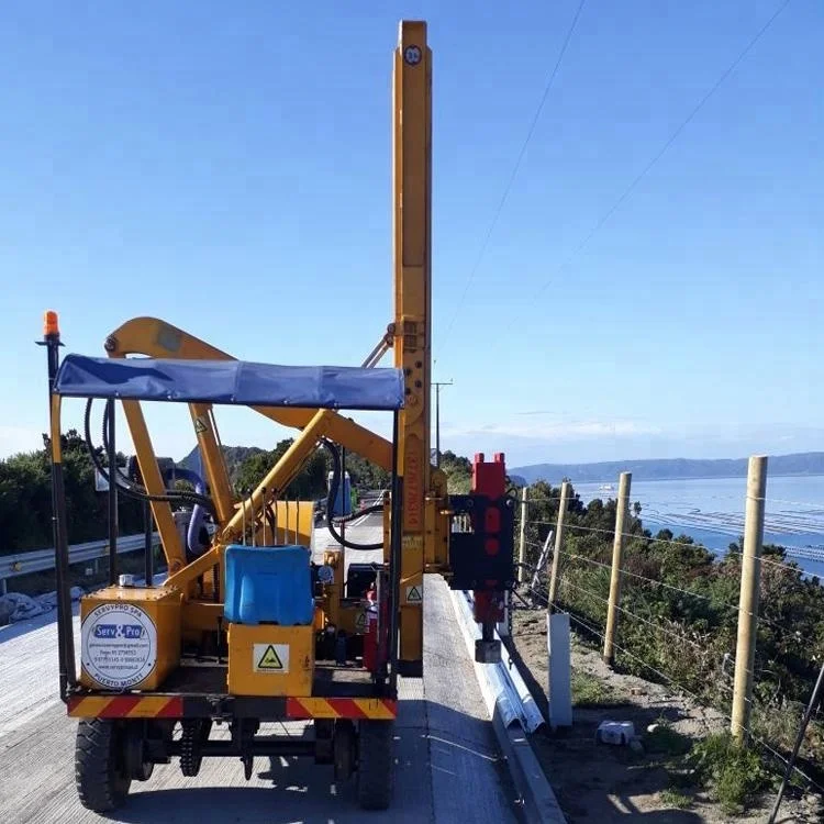 Wheeled Guardrail Pile Driving Machine Crash Barrier Installation Small Hydraulic Diesel for Highway Road Construction Equipment