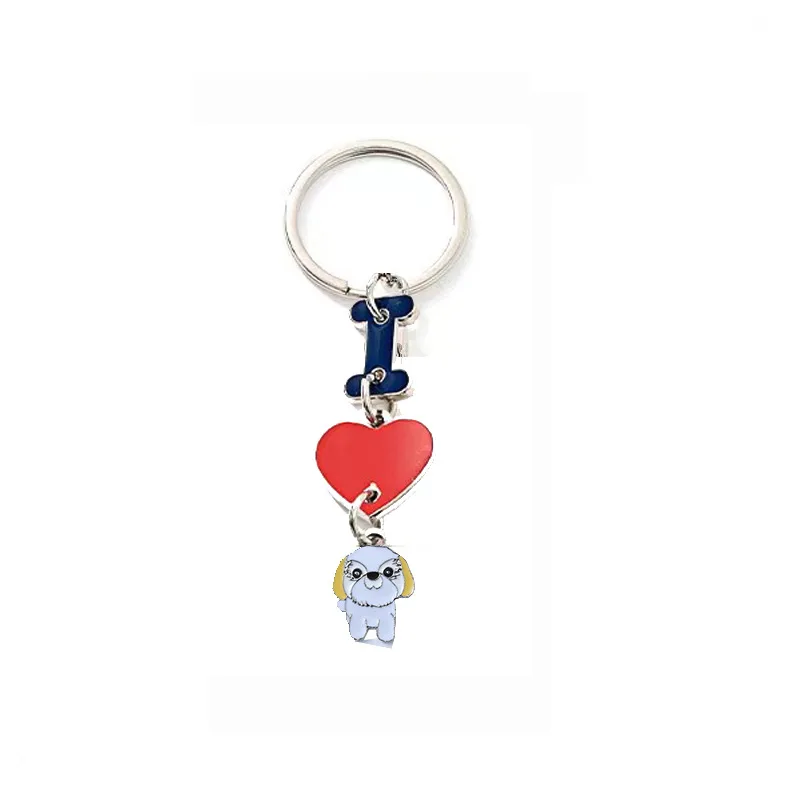 Pet Animal i love you shih tzu dog Keychain dog lover gifts Pendant pet Enamel Keyring Women men Bag Jewelry gifts