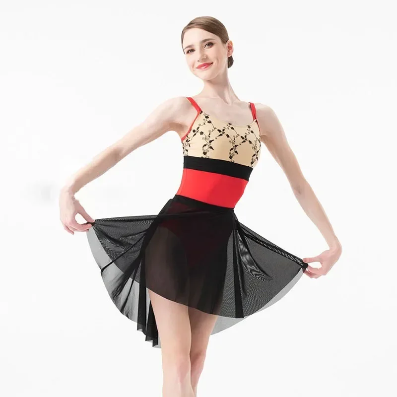 Leotardos de Ballet de doble correa bordados, Ropa de baile de bailarina para adultos, traje de baño de práctica de baile, Body de leotardo de Ballet para mujer, nuevo