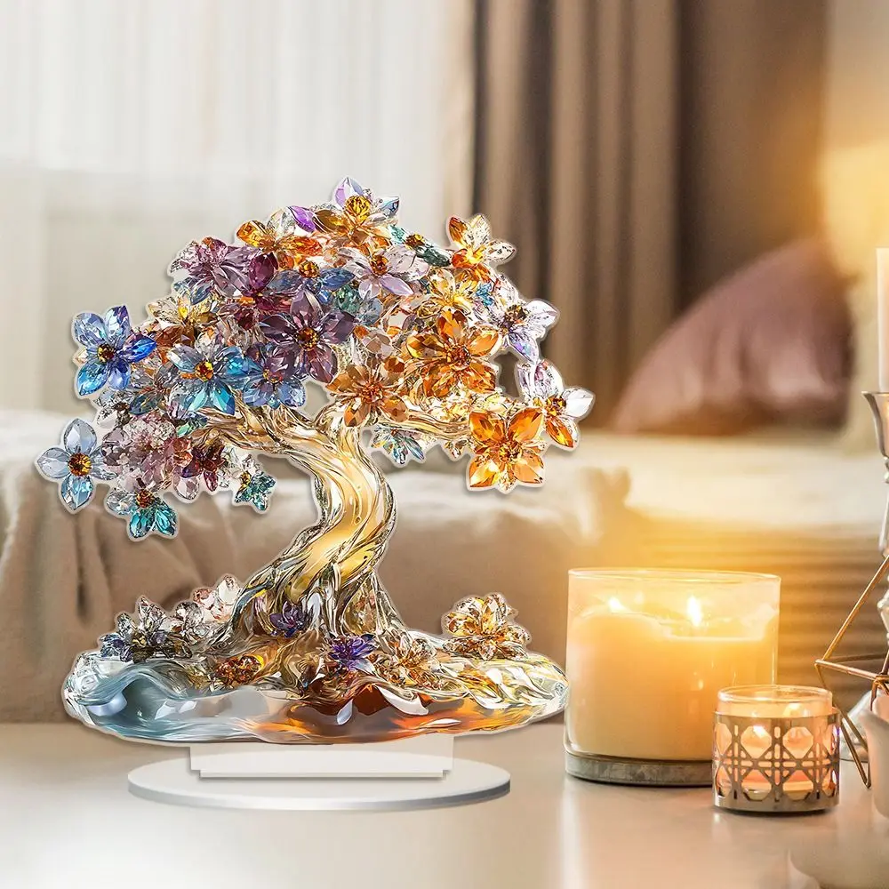 

Rural Waterproof Crystal Tree Ornament Wear-resistant American Style Acrylic Dazzling Tree 2d Flat Ornament Valentine's Day