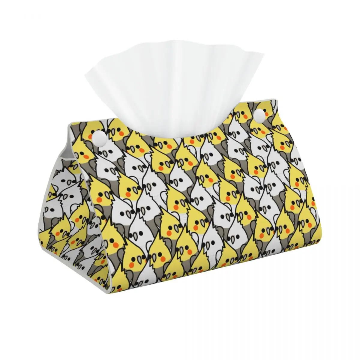 Custom Parrot Birds Cockatiel Squad Tissue Box Cover for Bathroom Car Animal Rectangular PU Leather Facial Tissue Box Holder