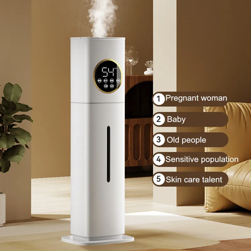 220V Electric Humidifier 8L Capacity Floor-type Air Purifier Mist Maker Intelligent Touch Screen Adjustable Aromatherapy Fog