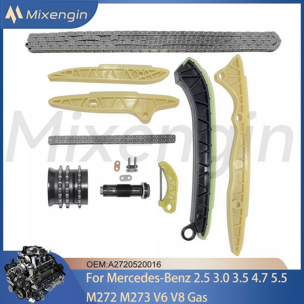 Engine Parts Timing Chain kit Fit Mercedes-Benz 2.5 3.0 3.5 4.7 5.5 L T M272 M273 V6 V8 GAS For C230 E250 E280 E300 E350 E550