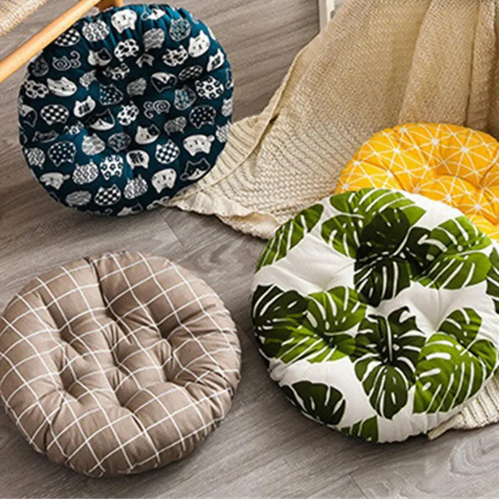 Cojín grueso para silla de oficina, cojines redondos de lino para asiento para el dolor de espalda, decoración del hogar, cojines decorativos de jardín al aire libre para sofá
